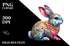 colorful bunny made of diamonds PNG Product Image 2