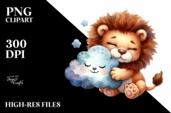 Bright Watercolor Baby Lion Plush | Sublimation | Clipart Product Image 1