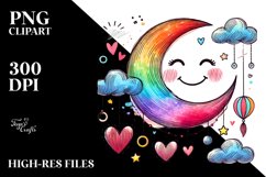 Scribbled Half Moon with Hearts, Transparent PNG Product Image 2