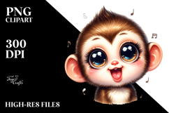 Cute Monkey with Singer Look, Transparent PNG Product Image 2