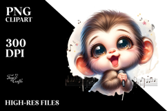 Cute Baby Monkey Singer PNG Product Image 2