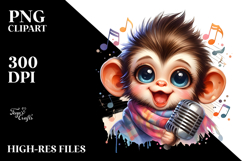 Cute Baby Monkey with Singer Look, PNG Product Image 2