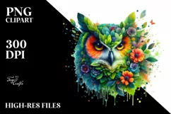 Vibrant Owl with Flowers, PNG Product Image 3