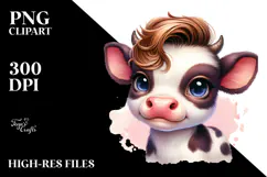 Cute Baby Cow PNG Product Image 2
