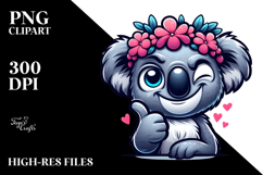 Cute Koala with Flower Crown PNG Product Image 2
