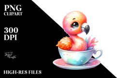 Colorful Baby Flamingo in Tea Cup | Clipart Product Image 3
