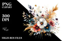 Abstract Colorful Wild Flowers PNG Product Image 2