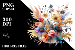 Abstract Colorful Wild Flowers PNG Product Image 2