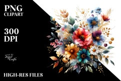Abstract Colorful Wild Flowers PNG Product Image 2