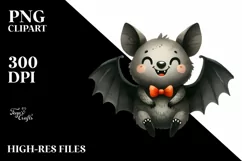 Funny Simple Watercolor Bat | Haloween Clipart Product Image 1