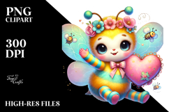 Adorned Bee Waving Heart PNG Product Image 2