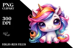 Playing Cute Unicorn with Cool Haircut, Transparent PNG Product Image 2