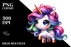Playing Cute Unicorn with Cool Haircut, Transparent PNG Product Image 2