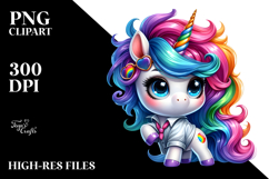 Playing Cute Unicorn with Cool Haircut, Transparent PNG Product Image 2
