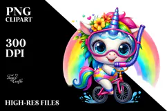 Vibrant Crazy Cute Baby Unicorn PNG Product Image 2