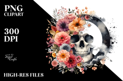 Boho Skull made of Spring Flowers PNG Product Image 2