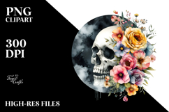 Boho Skull made of Spring Flowers PNG Product Image 2