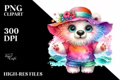 Cute Baby Polar Bear Summer Clipart Product Image 1