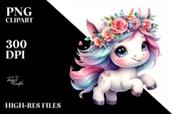 Cute Baby Unicorn Running PNG Product Image 1