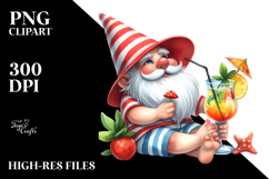 Gnome Drinking a Cocktail, PNG Product Image 2