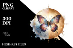 Boho Butterfly with Gold Foil PNG Product Image 2