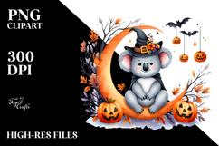 Halloween Koala on Moon PNG Product Image 2