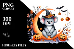 Halloween Koala on Moon PNG Product Image 2