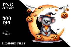 Koala Dressed for Halloween on Moon, PNG Product Image 2