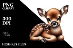 Digital Watercolor Baby Deer PNG Product Image 2