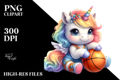 Baby Unicorn Basketball Clipart Product Image 2