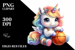 Baby Unicorn Basketball Clipart Product Image 3
