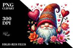 Valentines Gnome Watercolor PNG Product Image 2