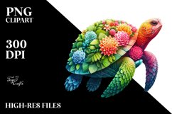 Vibrant Turtle with Flowers, PNG Product Image 3