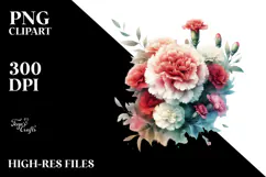 Colorful Carnation Watercolor PNG Product Image 2