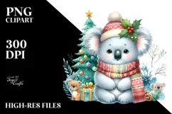 Cute Baby Koala in Winter PNG Product Image 2
