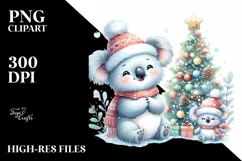 Cute Baby Koala in Winter PNG Product Image 2