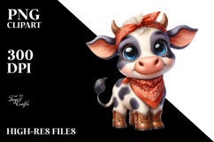 Baby Cow Big Eyes with Bandana | Sublimation | Clipart Product Image 2