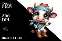Baby Cow Big Eyes with Bandana | Sublimation | Clipart Product Image 2