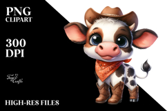 Baby Cow Big Eyes with Bandana | Sublimation | Clipart Product Image 2