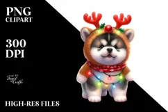 Akita with Reindeer Horns, Transparent PNG Product Image 1