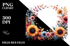 Colorful Sunflower Frame | Sublimation Clipart Product Image 1