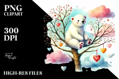 Colorful Polar Bear on Tree Branch PNG Product Image 2