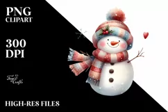 Colorful Snowman with Scarf PNG Product Image 2