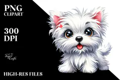 Cute West Highland White Terrier Watercolor PNG Product Image 2