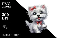 Cute West Highland White Terrier Watercolor PNG Product Image 2