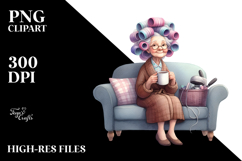 Old Lady Sofa Hair Mug | Sublimation Clipart Product Image 2