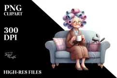 Old Lady Sofa Hair Mug | Sublimation Clipart Product Image 2