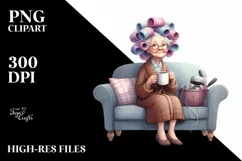 Old Lady Sofa Hair Mug | Sublimation Clipart Product Image 3