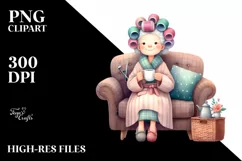 Old Lady Sofa Hair Mug | Sublimation Clipart Product Image 3