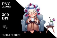 Old Lady Sofa Hair Mug | Sublimation Clipart Product Image 2